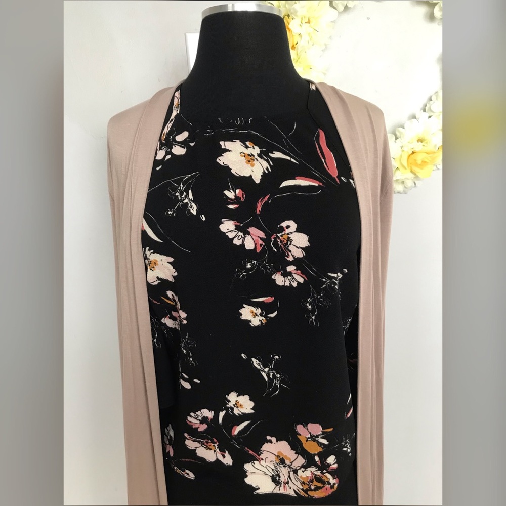Black Floral Open Shoulder Top